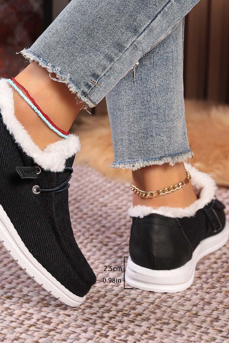 Women's round-toe lace-up plus velvet warm furry women's shoes Shoes