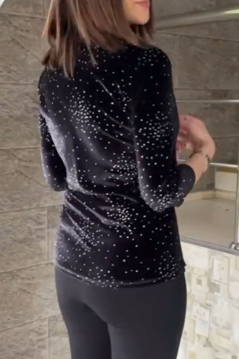 Women's V-neck Sequined Top Top