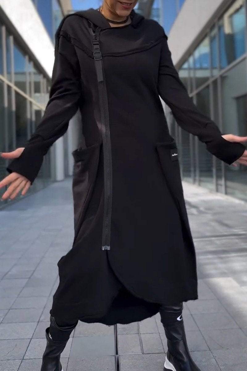 Women's Hooded Long-sleeved Casual Fashion Sweater Dress dress Midi Dress