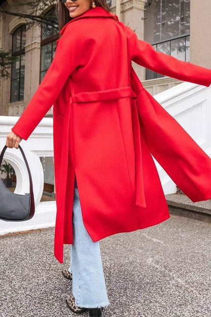 Women's Casual Lapel Long Trench Coat Coats Cotton Top