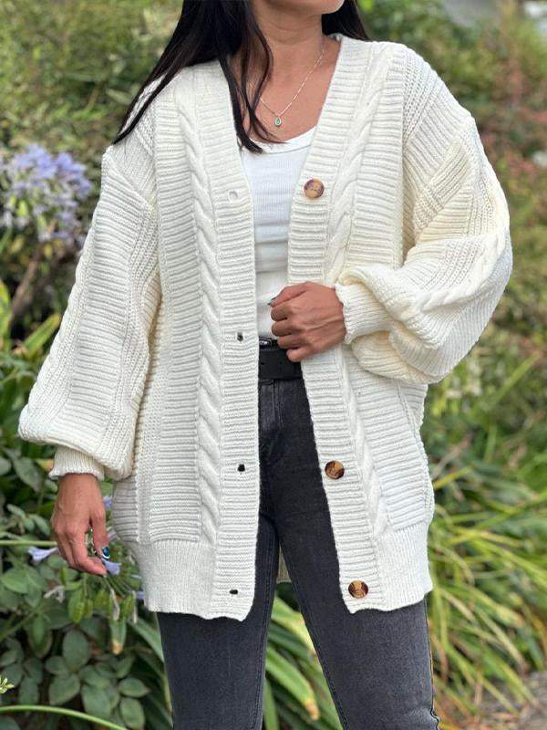 Women's V-neck Long-sleeved Knitted Cardigan Cardigan Knitted