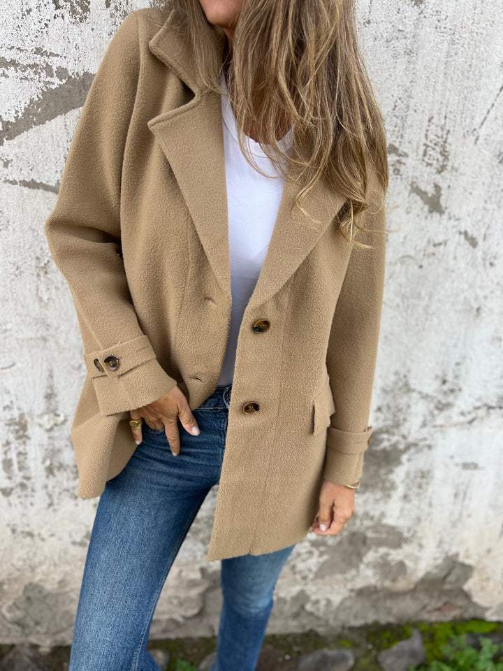 Women's Lapel Woolen Long Sleeve Coat tops