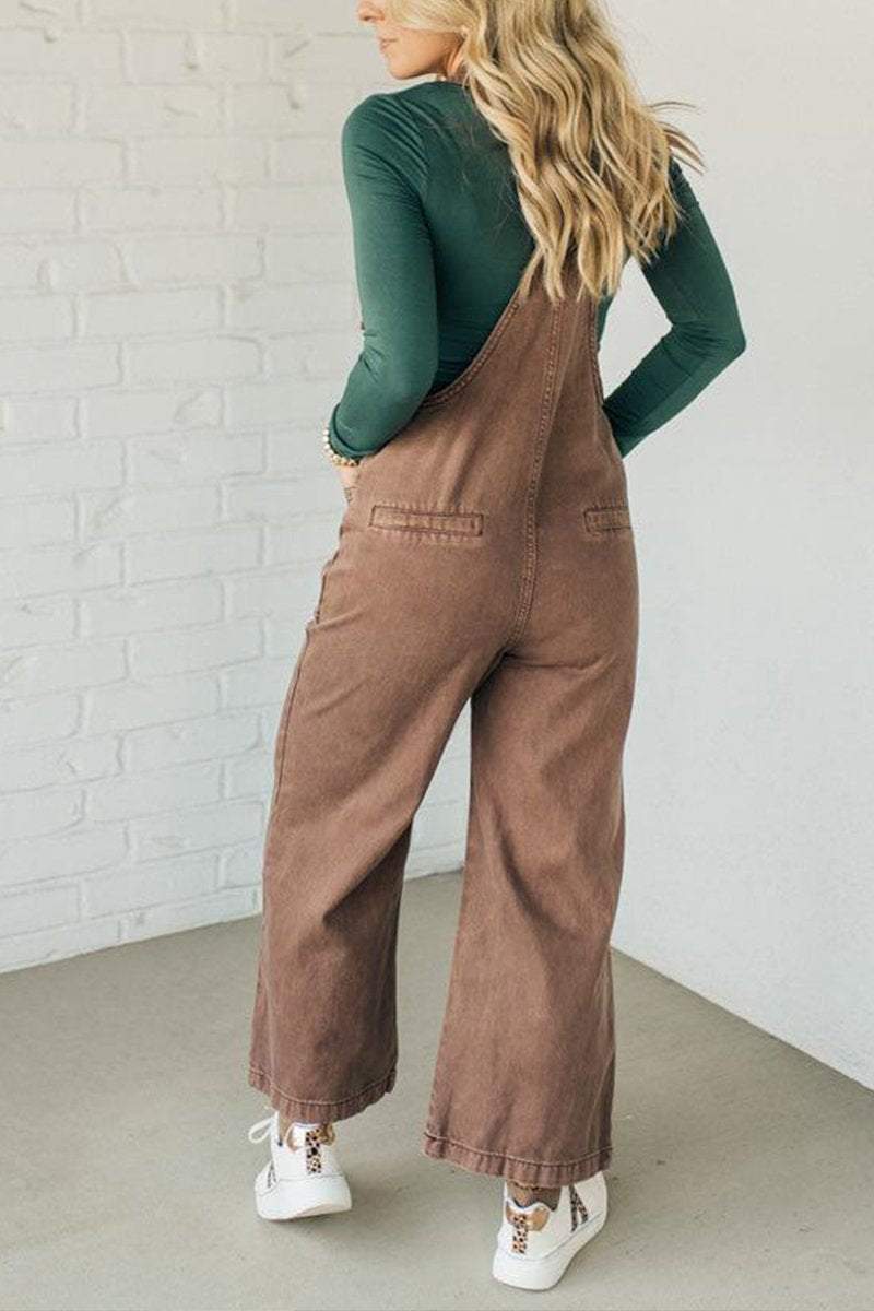 Women's Solid Color Knotted Overalls Jumpsuits sets