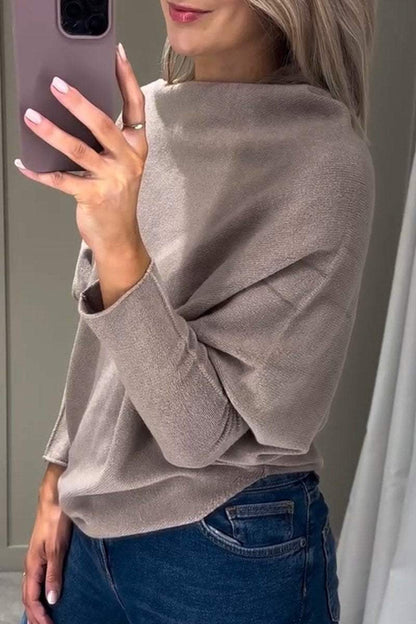 Women's High Collar Long Sleeve Casual Knitted Top Sweatshirt Tops