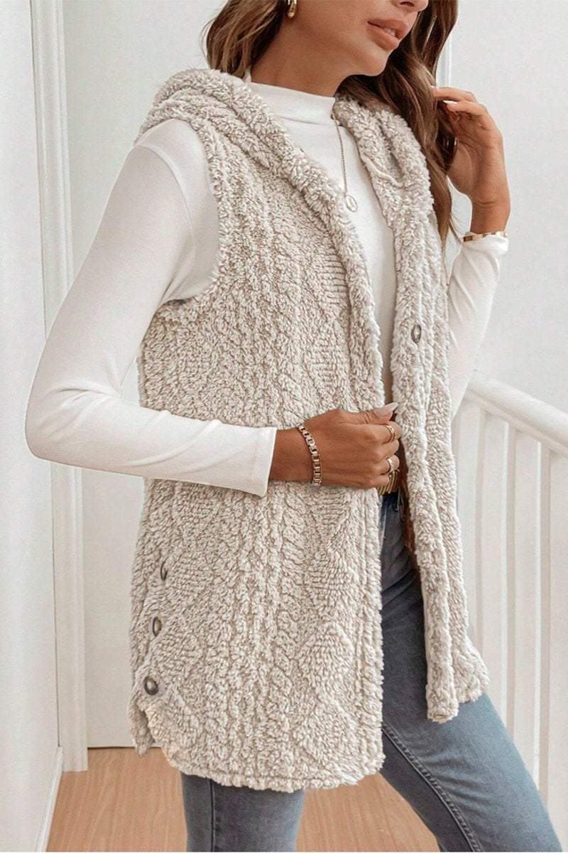 Women's Casual Warm Textured Hooded Vest