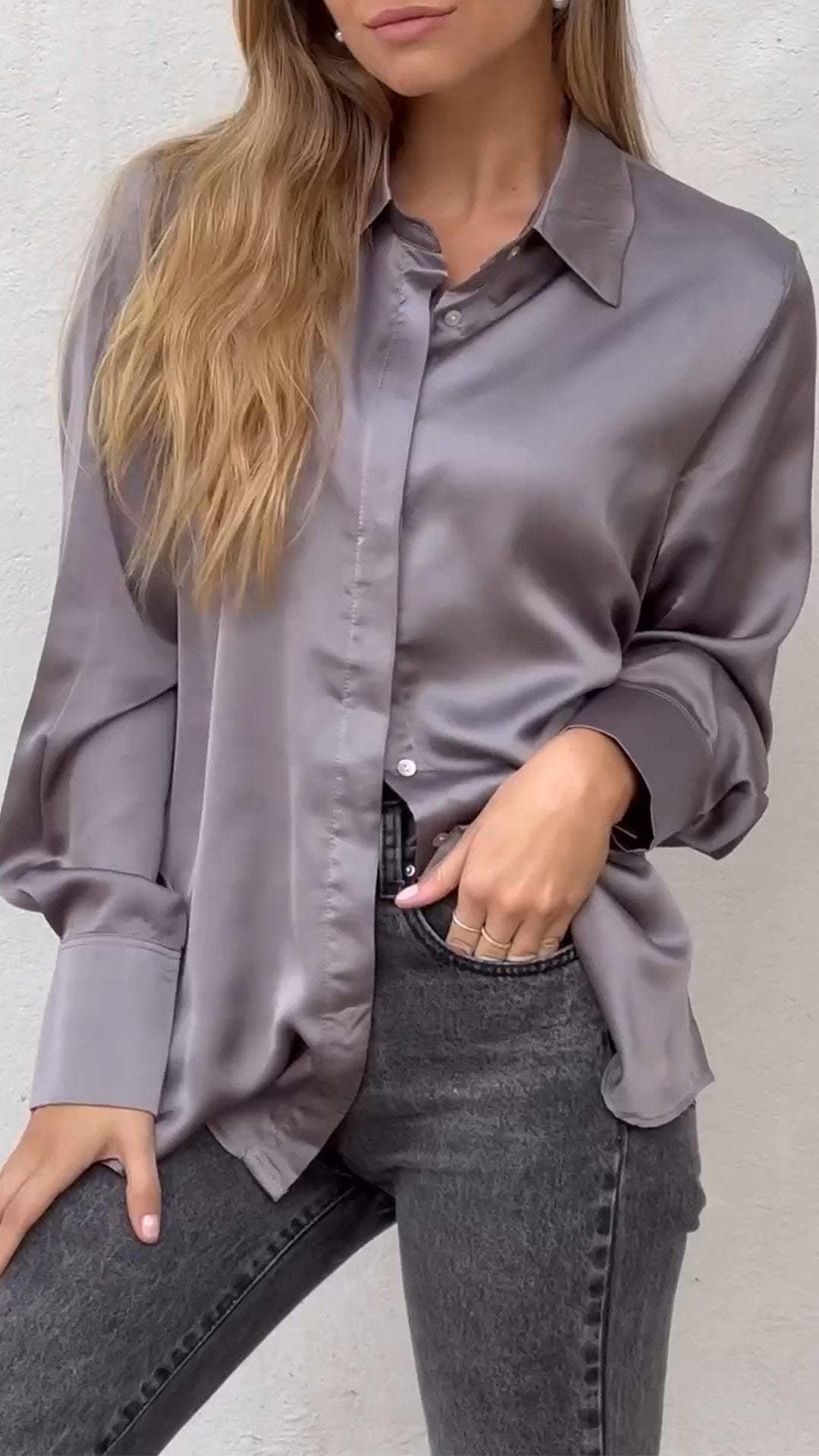 Women's Casual Smooth Satin Shirt shirt