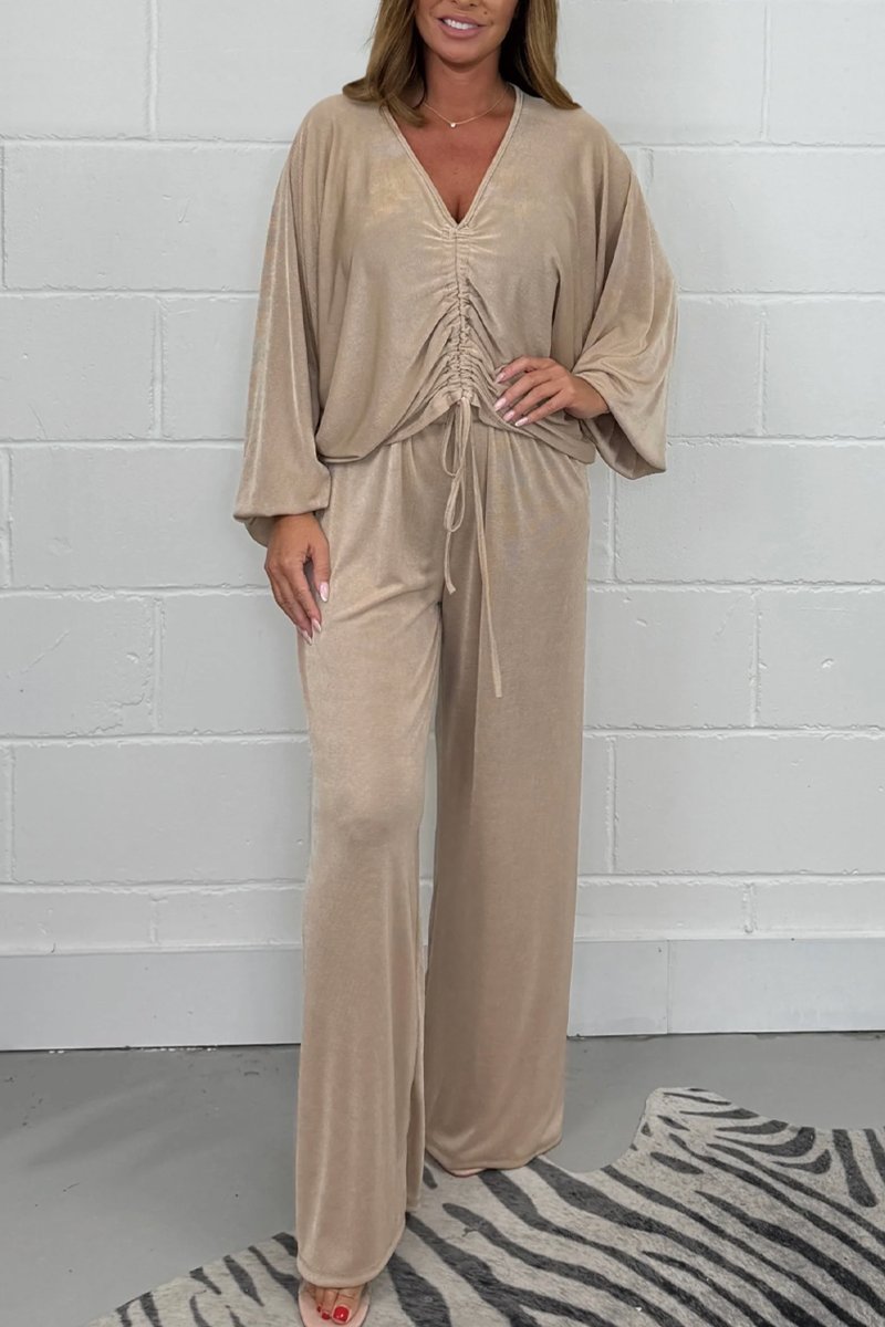 Women's Ruched Front Top & Trouser Co-Ord Suits Two-piece set