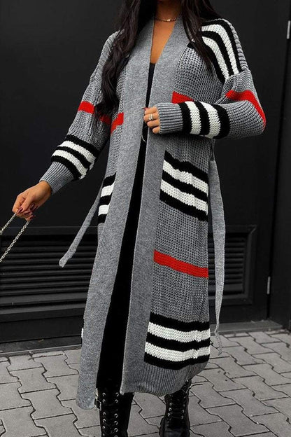 Casual Striped Long Sleeve Sweater Coat Coat Sweater Tops