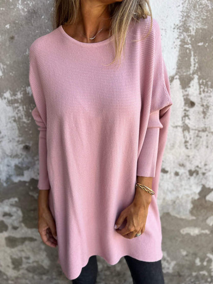 Round Neck Long Sleeve Knitted Top cotton Top