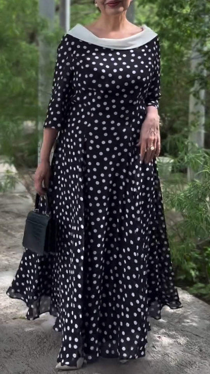 Women's Round Neck Polka Dot Mid-length Sleeve Elegant Dress dress