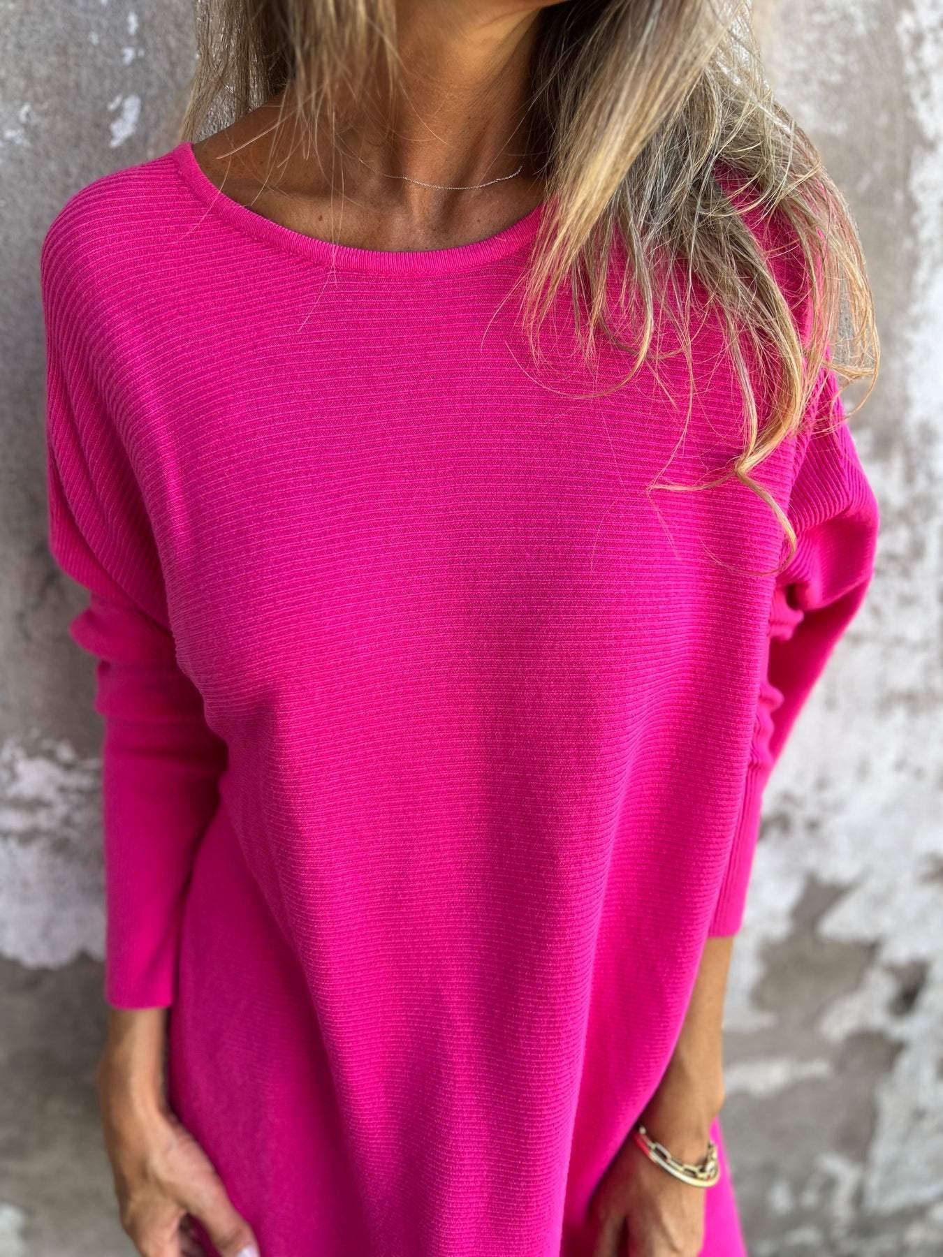 Round Neck Long Sleeve Knitted Top cotton Top