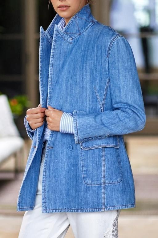 Women's Casual Solid Color Denim Blazer