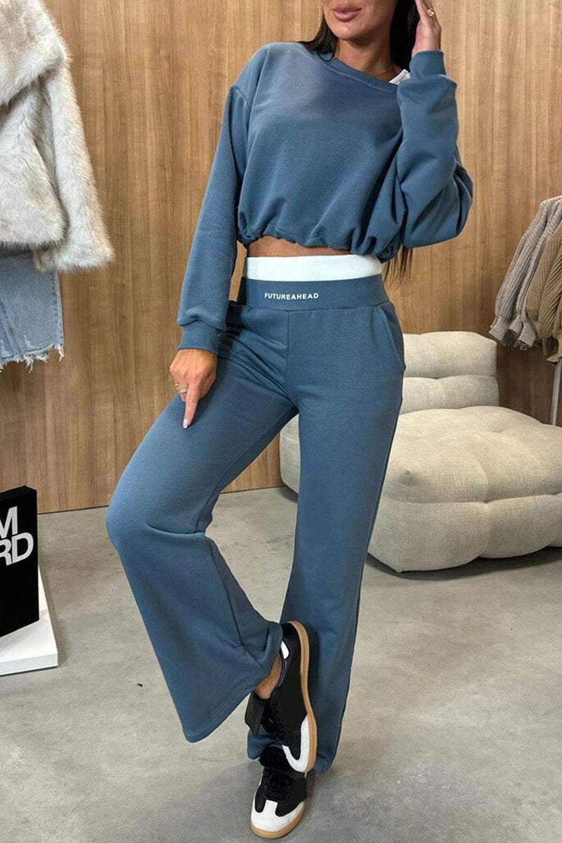 Women's Round Neck Long Sleeve Casual Sweatshirt Suit Pant sets sets Two piece sets