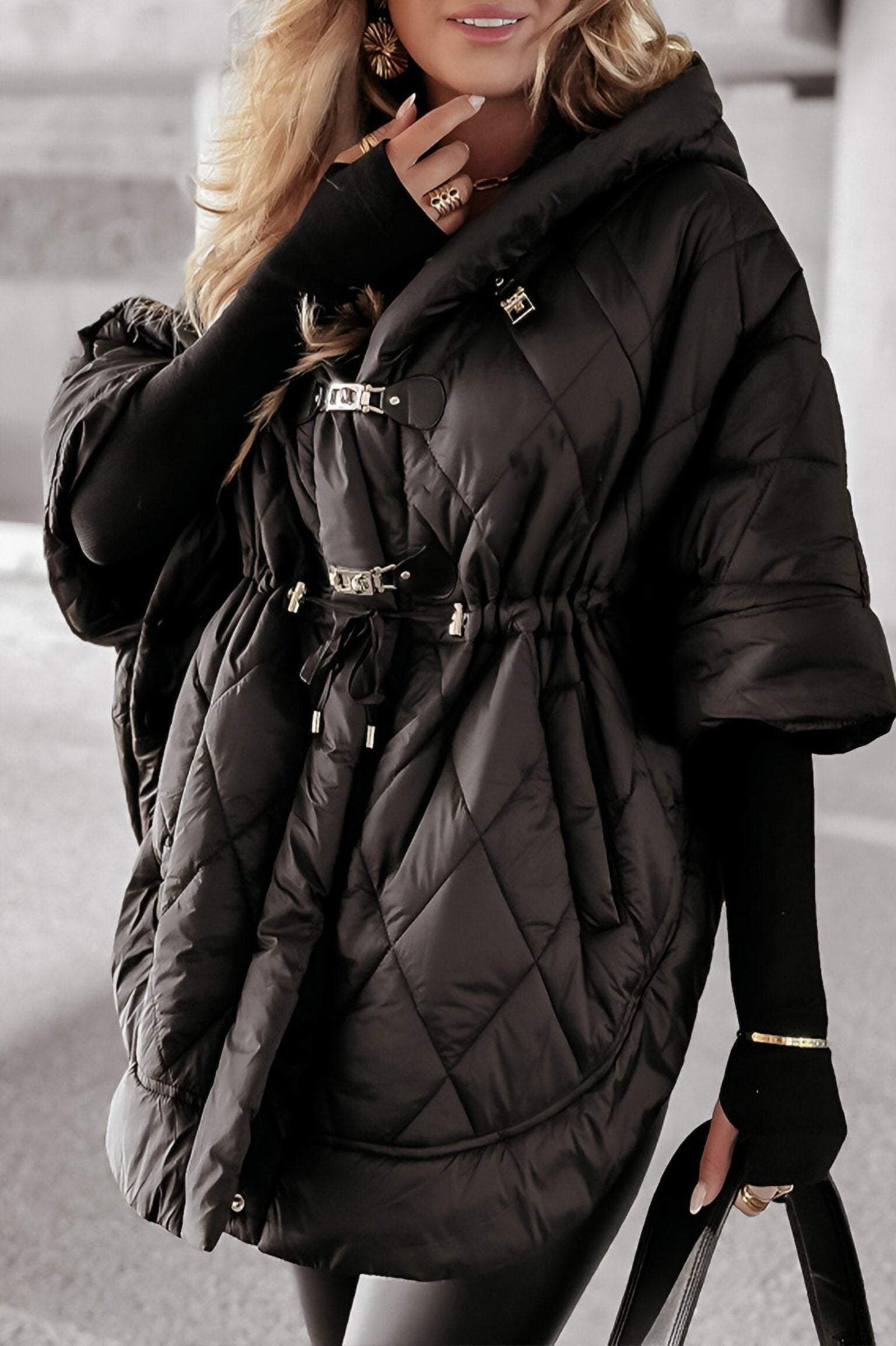 Women's Hooded Mid-sleeve Cape-style Cotton Coat Coats Tops