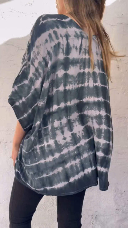 Tie dye casual loose top linen top