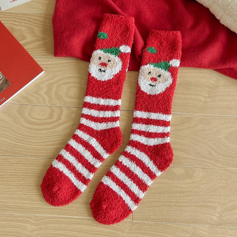 Women's Christmas Non-shedding thickened coral fleece stockings Socks