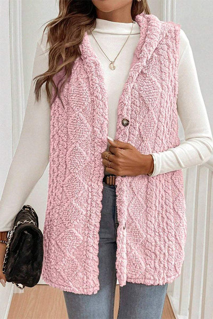 Women's Casual Warm Textured Hooded Vest