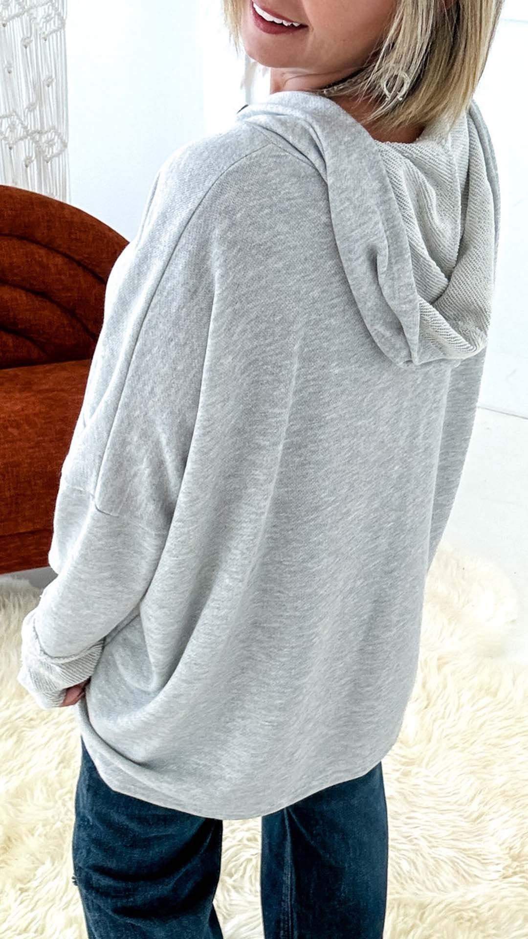 Women's Casual Splicing Solid Button Neck Long Sleeve Hoodie hoodie top