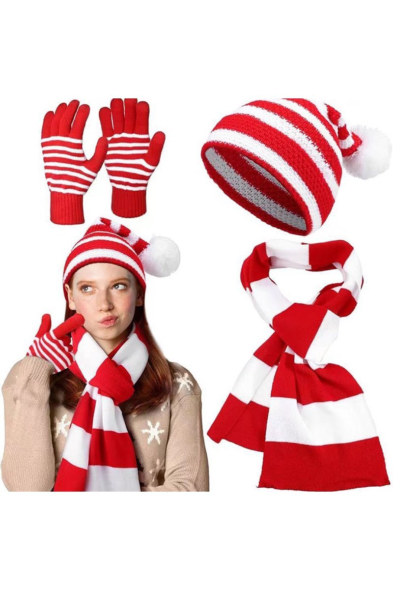 Merry Christmas Bell Hat Three-Piece Set Hat Set Three piece sets