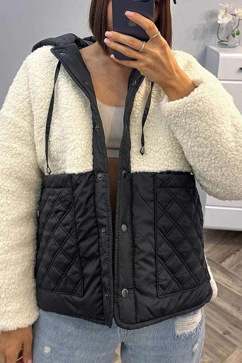 Women's Casual Plush Patchwork Long Sleeve Coat Coat Tops