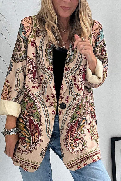 Women's Casual Paisley Print Blazer Blazers Tops