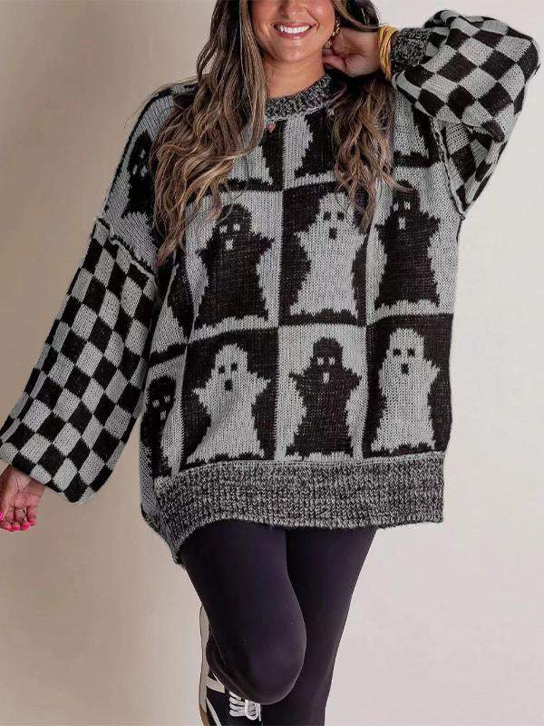 Women's Round-neck Halloween Loose Knitted Sweater Cotton Sweater