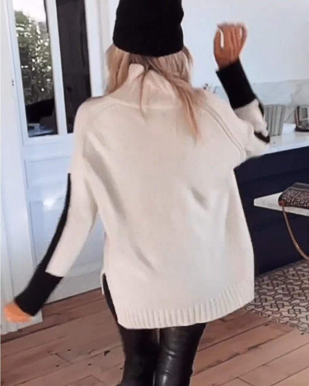 Women's Patchwork Contrast Sweater Top Sweater