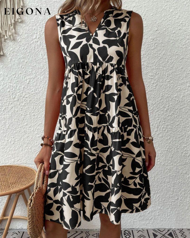 Leaves Print Sleeveless Dress 23BF Casual Dresses Clothes Dresses Spring Summer