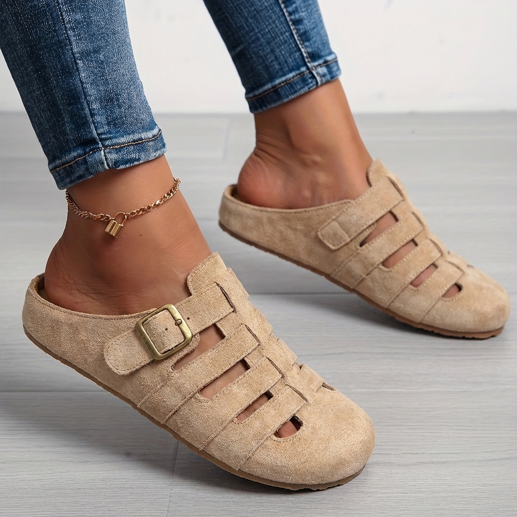 Claire | Orthopedic Slip-On Mules Supportive Comfortable Everyday Khaki comfortable mules orthopedic mules slip-on shoes women supportive sandals walking shoes