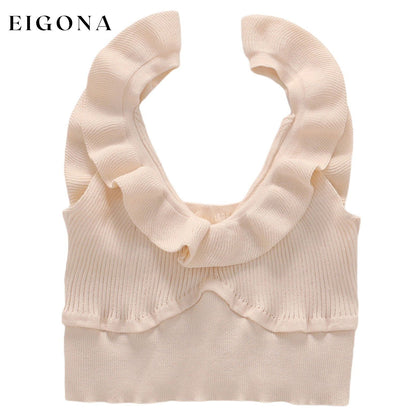 Women's Sleeveless V Neck Crop Tops Apricot __stock:500 clothes refund_fee:800 tops