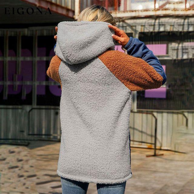 Casual Patchwork Hooded Coat best Best Sellings cardigan cardigans clothes Sale tops Topseller