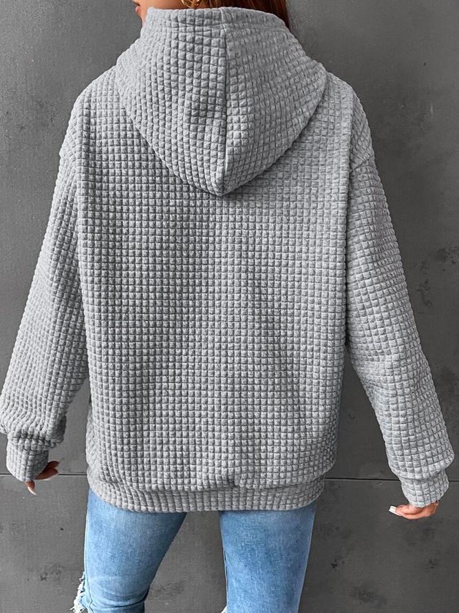 Plain Casual Hoodie Sweatshirt huafuge tops