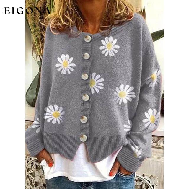 Elegant Casual Printed Knitted Coat Gray also bought Best Sellings cardigan cardigans clothes Plus Size Sale tops Topseller