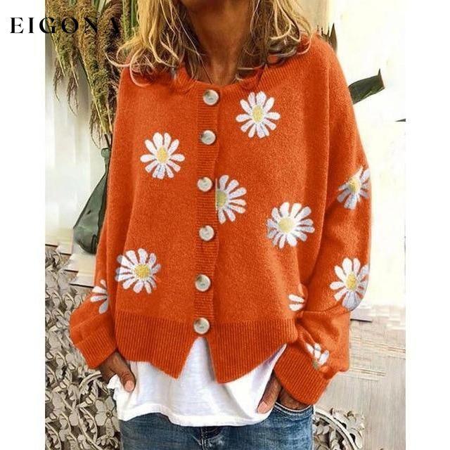 Elegant Casual Printed Knitted Coat Orange also bought Best Sellings cardigan cardigans clothes Plus Size Sale tops Topseller