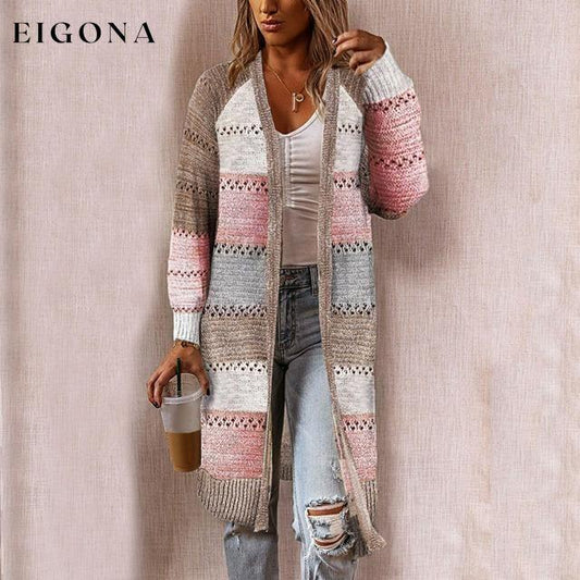 Striped Patchwork Cardigan Pink Best Sellings cardigan cardigans clothes Plus Size Sale tops Topseller