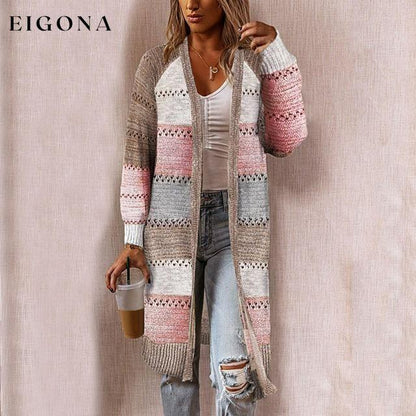 Striped Patchwork Cardigan Pink Best Sellings cardigan cardigans clothes Plus Size Sale tops Topseller