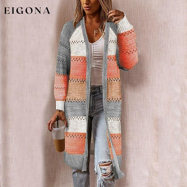 Striped Patchwork Cardigan Orange Best Sellings cardigan cardigans clothes Plus Size Sale tops Topseller