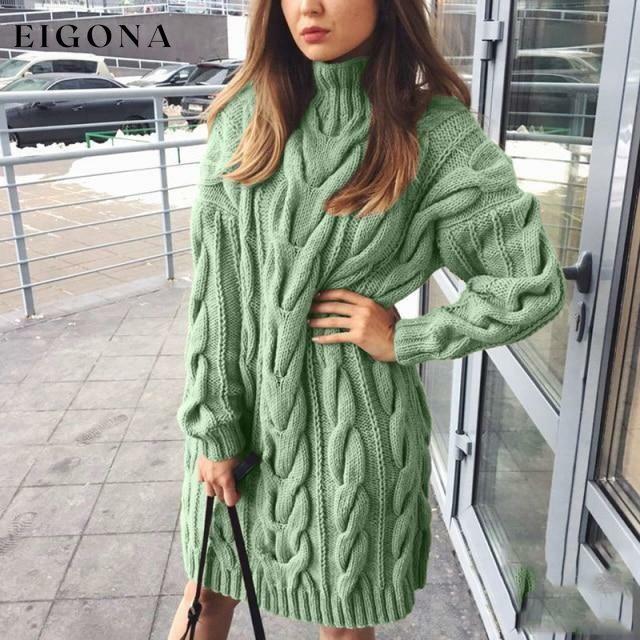 Vintage Solid Knitted Dress Green Best Sellings casual dresses clothes Plus Size Sale short dresses
