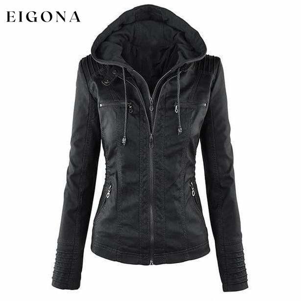 Casual Hooded Leather Jacket Black also bought Best Sellings cardigan cardigans clothes Plus Size tops Topseller