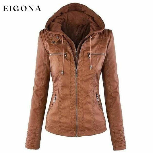 Casual Hooded Leather Jacket Brown also bought Best Sellings cardigan cardigans clothes Plus Size tops Topseller