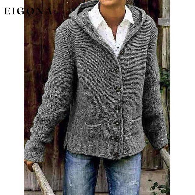 Vintage Hooded Knitted Cardigan Gray also bought Best Sellings cardigan cardigans clothes Plus Size Sale tops Topseller