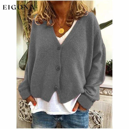 Fashion Casual V-Neck Coat Gray also bought Best Sellings cardigan cardigans clothes Plus Size Sale tops Topseller