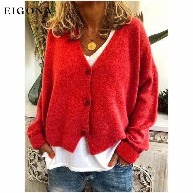 Fashion Casual V-Neck Coat Red also bought Best Sellings cardigan cardigans clothes Plus Size Sale tops Topseller