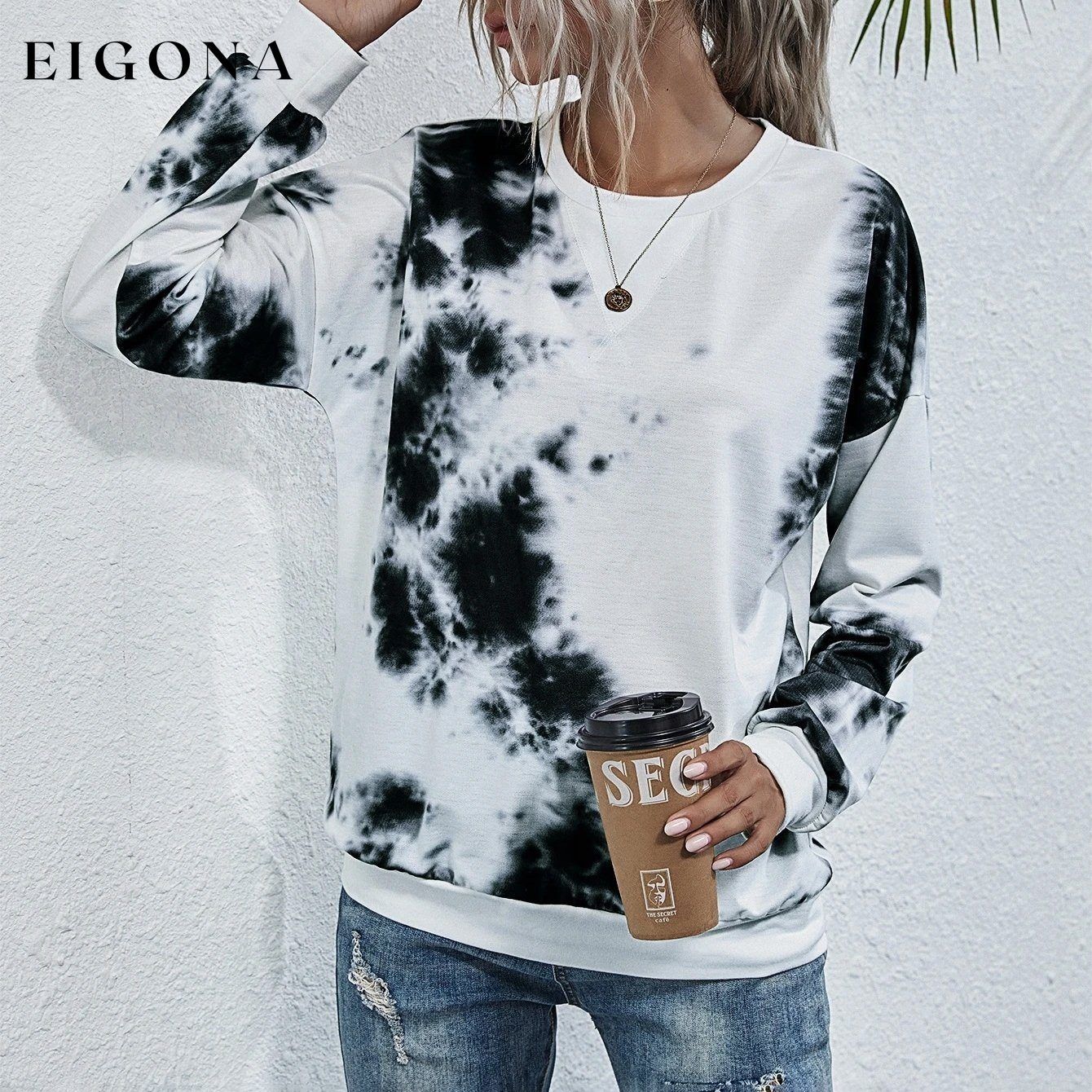 Tie Dye Round Neck Sweatshirt __stock:500 clothes refund_fee:800 show-color-swatches tops