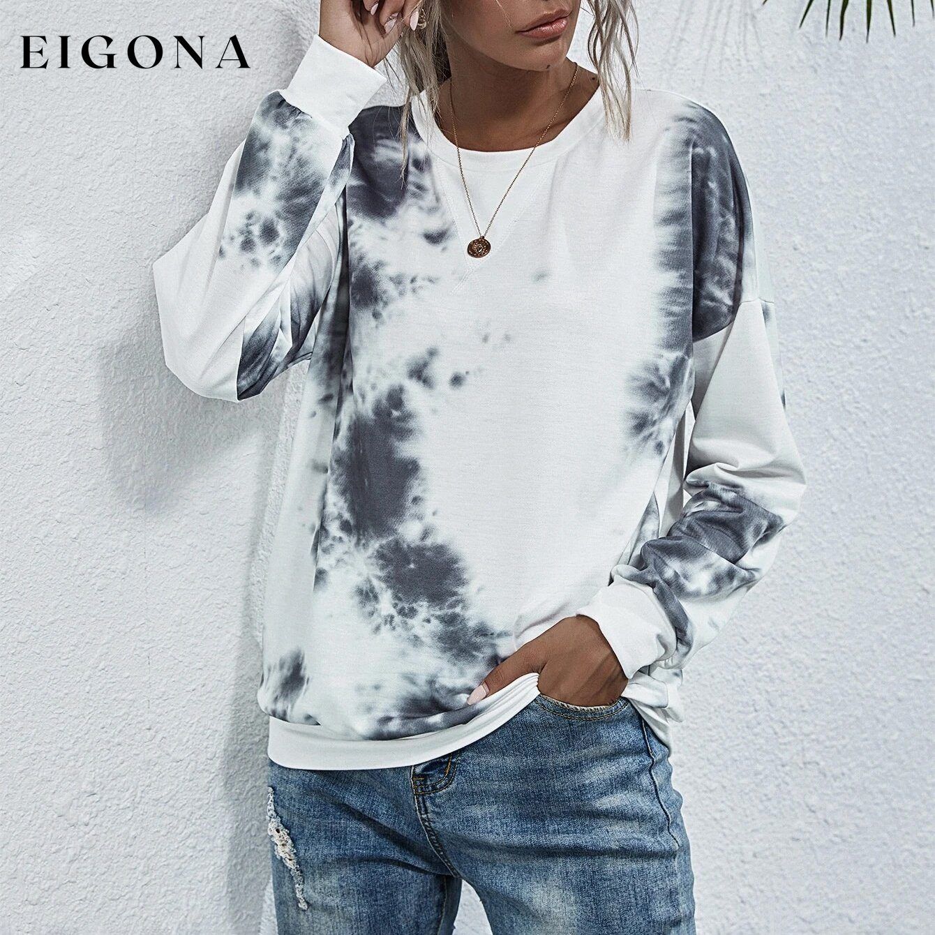 Tie Dye Round Neck Sweatshirt __stock:500 clothes refund_fee:800 show-color-swatches tops