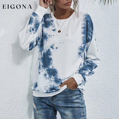 Tie Dye Round Neck Sweatshirt __stock:500 clothes refund_fee:800 show-color-swatches tops