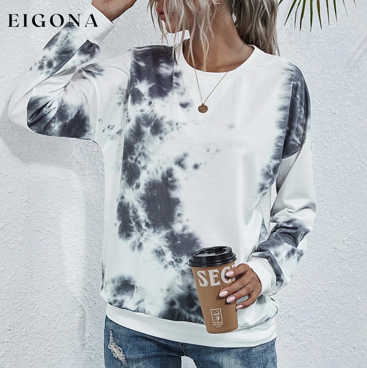 Tie Dye Round Neck Sweatshirt __stock:500 clothes refund_fee:800 show-color-swatches tops