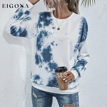 Tie Dye Round Neck Sweatshirt __stock:500 clothes refund_fee:800 show-color-swatches tops