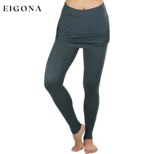 Women's Cotton-Blend Shirred Sides Skirted Ultra Smooth Leggings Gray __stock:100 bottoms refund_fee:1200