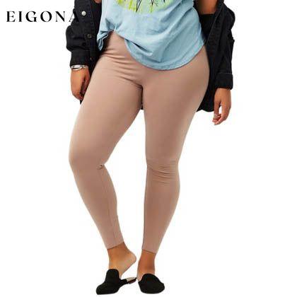 Women's Skinny Fit Cotton Full Length Leggings - Regular and Plus Sizes Beige __stock:100 bottoms refund_fee:800 show-color-swatches